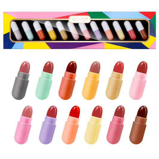 Get Ready to Pout! 💄✨ KISSIO's 12 Color Mini Matte Lipstick Set - Travel-Friendly, Waterproof & Cruelty-Free! 🌈💋