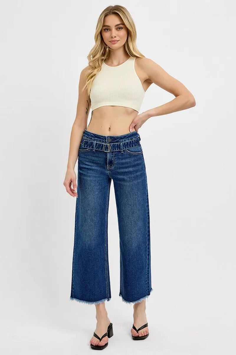 Elevate Your Style with RISEN's Raw Hem Wide Leg Buckle Jeans! 🌟👖 #FashionGoals #DenimLove