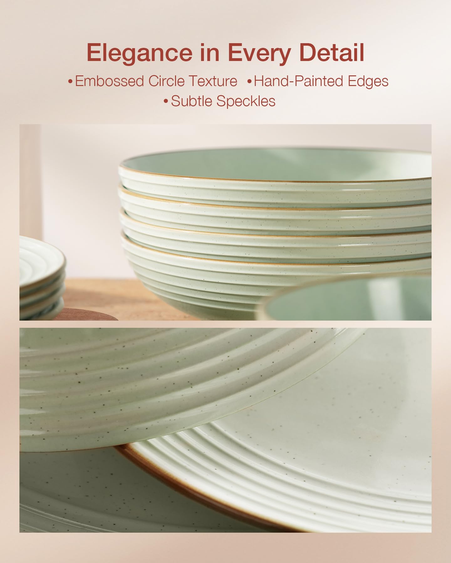 Famiware Jupiter Dinnerware Set, Plates and Bowls Dish Sets for 4 (12 Pieces), Microwave and Dishwasher Safe Stoneware Tableware, Chip and Scratch Resistant, Light Blue