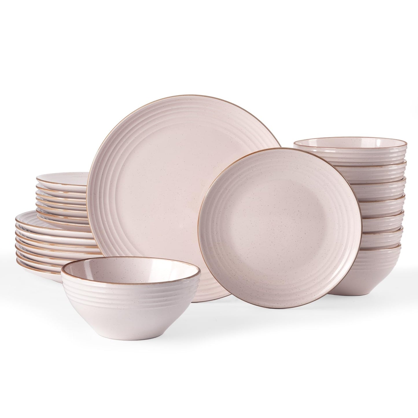 Famiware Jupiter Dinnerware Set, Plates and Bowls Dish Sets for 4 (12 Pieces), Microwave and Dishwasher Safe Stoneware Tableware, Chip and Scratch Resistant, Light Blue