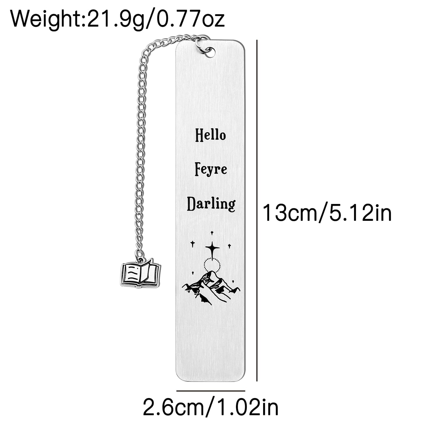 Stainless Steel Acotar Bookmark with Tassel, Acotar Inspirational Creative Moon Mountains Text Book Marks for Reading Women Men Collection, Books Accessories (Silver 1 Side Style 1)