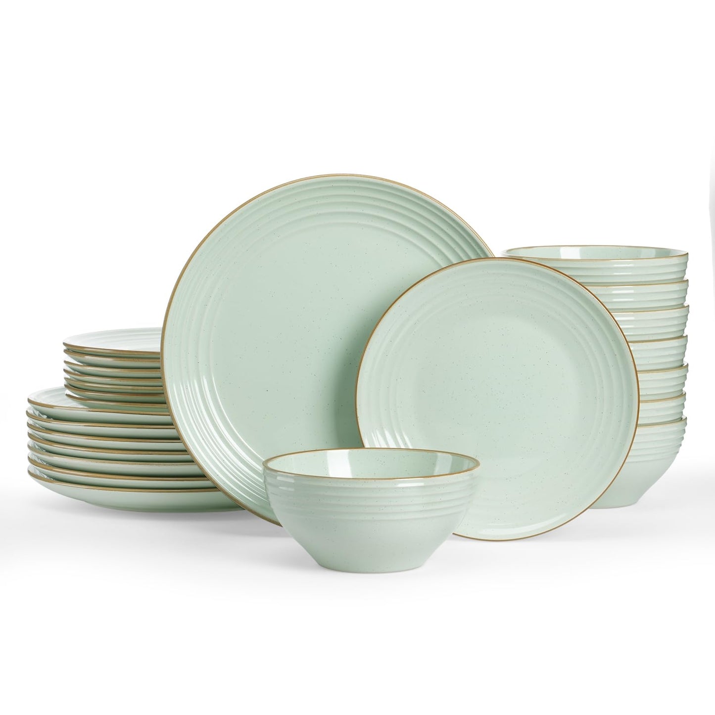 Famiware Jupiter Dinnerware Set, Plates and Bowls Dish Sets for 4 (12 Pieces), Microwave and Dishwasher Safe Stoneware Tableware, Chip and Scratch Resistant, Light Blue