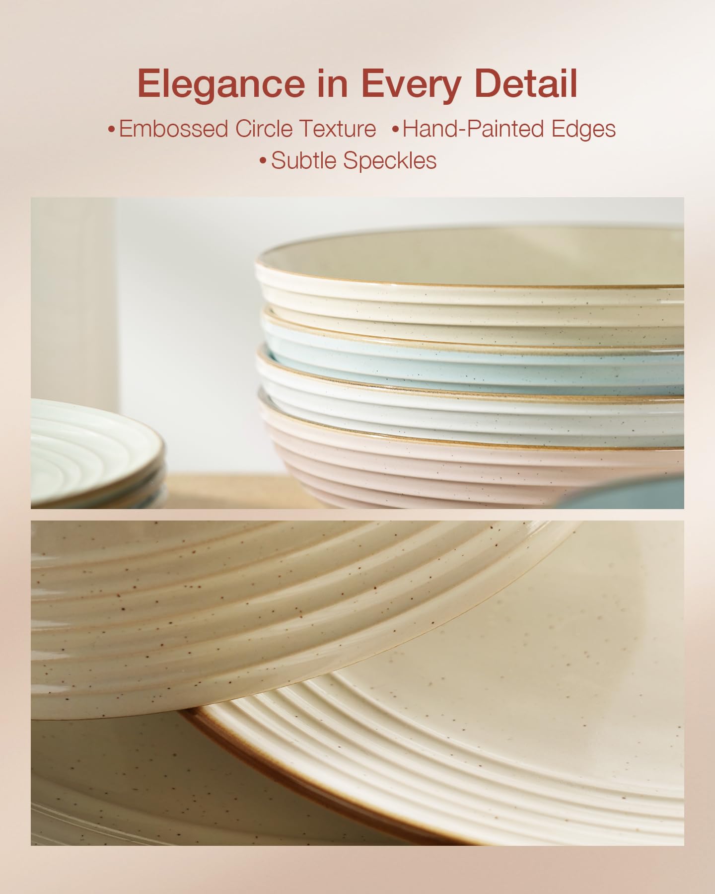 Famiware Jupiter Dinnerware Set, Plates and Bowls Dish Sets for 4 (12 Pieces), Microwave and Dishwasher Safe Stoneware Tableware, Chip and Scratch Resistant, Light Blue