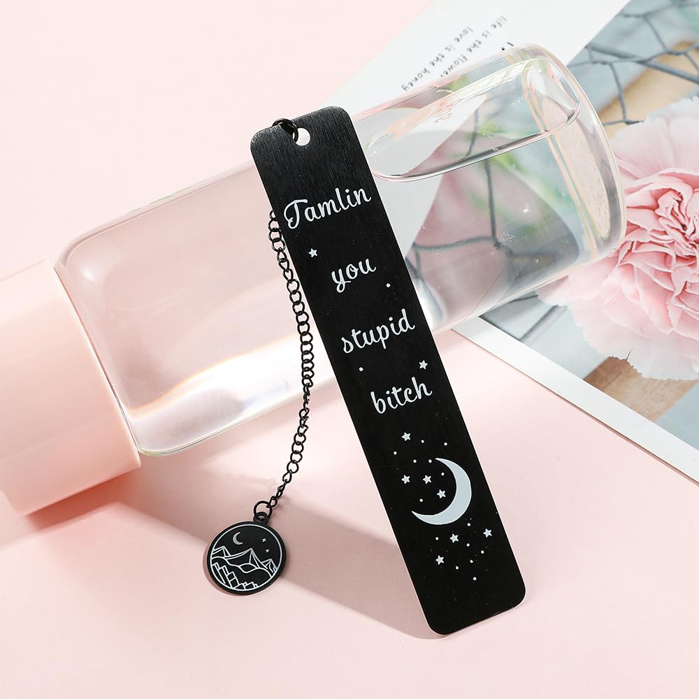 Stainless Steel Acotar Bookmark with Tassel, Acotar Inspirational Creative Moon Mountains Text Book Marks for Reading Women Men Collection, Books Accessories (Silver 1 Side Style 1)
