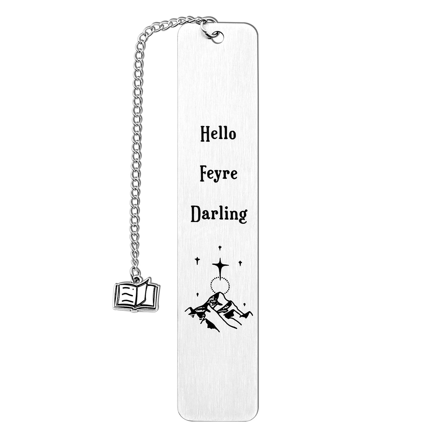 Stainless Steel Acotar Bookmark with Tassel, Acotar Inspirational Creative Moon Mountains Text Book Marks for Reading Women Men Collection, Books Accessories (Silver 1 Side Style 1)