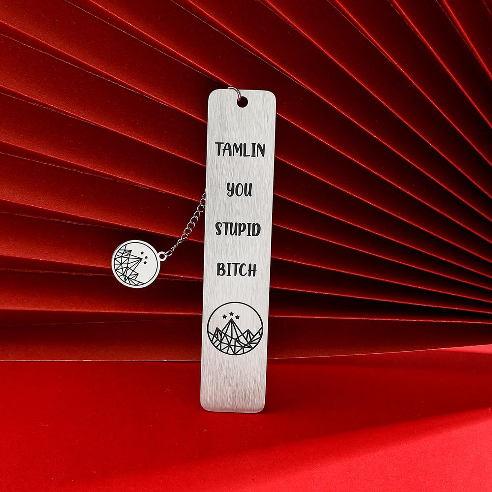 Stainless Steel Acotar Bookmark with Tassel, Acotar Inspirational Creative Moon Mountains Text Book Marks for Reading Women Men Collection, Books Accessories (Silver 1 Side Style 1)