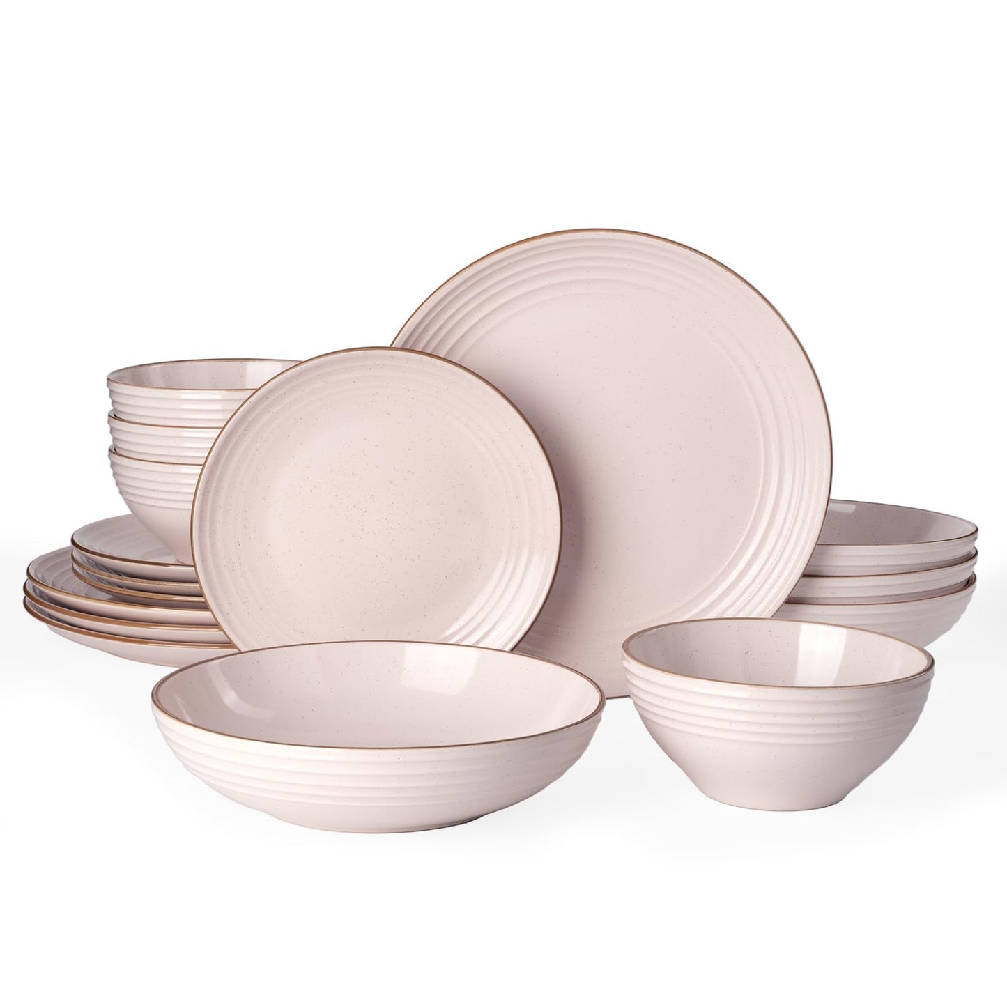 Famiware Jupiter Dinnerware Set, Plates and Bowls Dish Sets for 4 (12 Pieces), Microwave and Dishwasher Safe Stoneware Tableware, Chip and Scratch Resistant, Light Blue