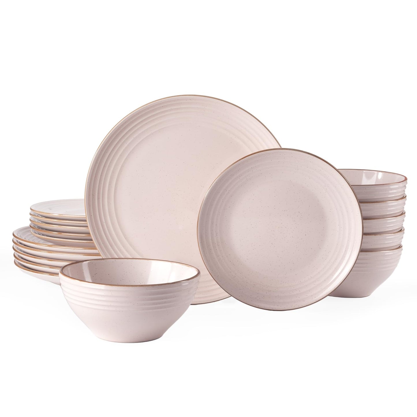 Famiware Jupiter Dinnerware Set, Plates and Bowls Dish Sets for 4 (12 Pieces), Microwave and Dishwasher Safe Stoneware Tableware, Chip and Scratch Resistant, Light Blue