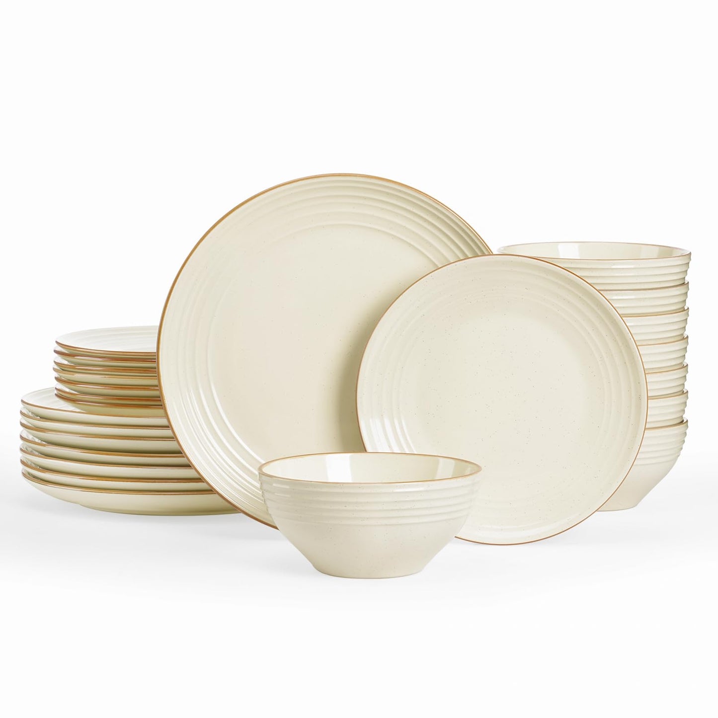 Famiware Jupiter Dinnerware Set, Plates and Bowls Dish Sets for 4 (12 Pieces), Microwave and Dishwasher Safe Stoneware Tableware, Chip and Scratch Resistant, Light Blue