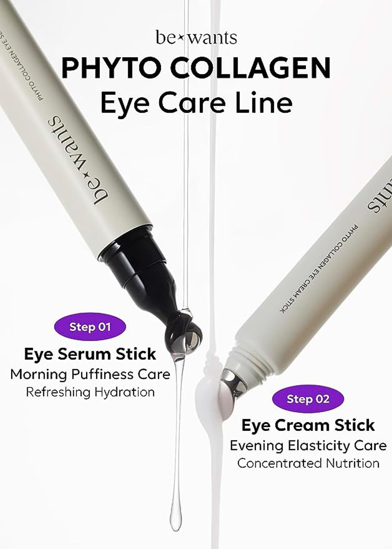 Bewants Instant Eye Bag Remover for Puffiness, serum roller for dark circles and puffiness, under eye treatment with bamboo water, Vegan Collagen (1 Pack)