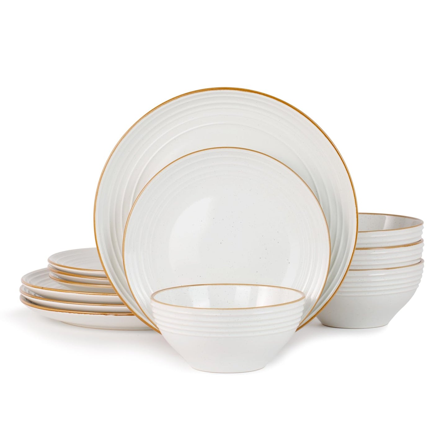 Famiware Jupiter Dinnerware Set, Plates and Bowls Dish Sets for 4 (12 Pieces), Microwave and Dishwasher Safe Stoneware Tableware, Chip and Scratch Resistant, Light Blue