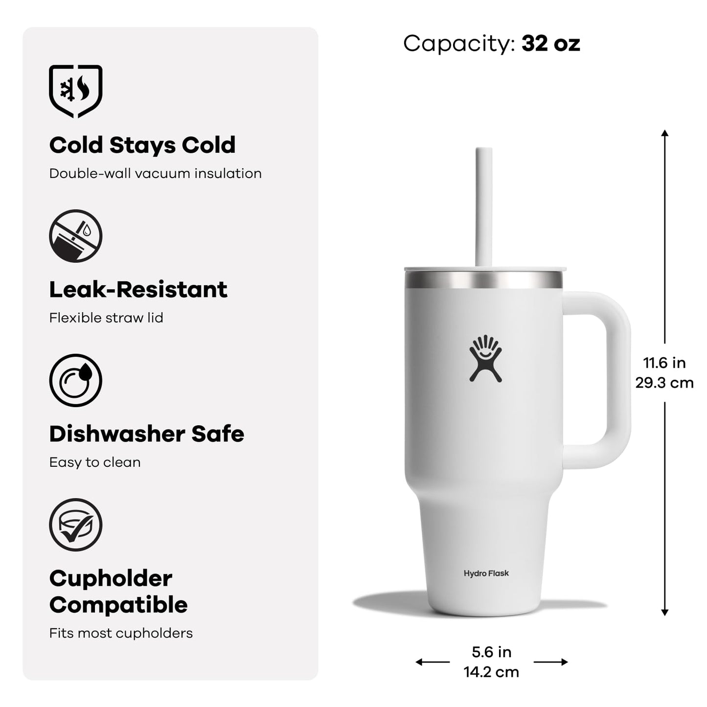 Hydro Flask 40 Oz Travel Tumbler with Handle, Lid and Straw - Insulated Stainless Steel in Trillium