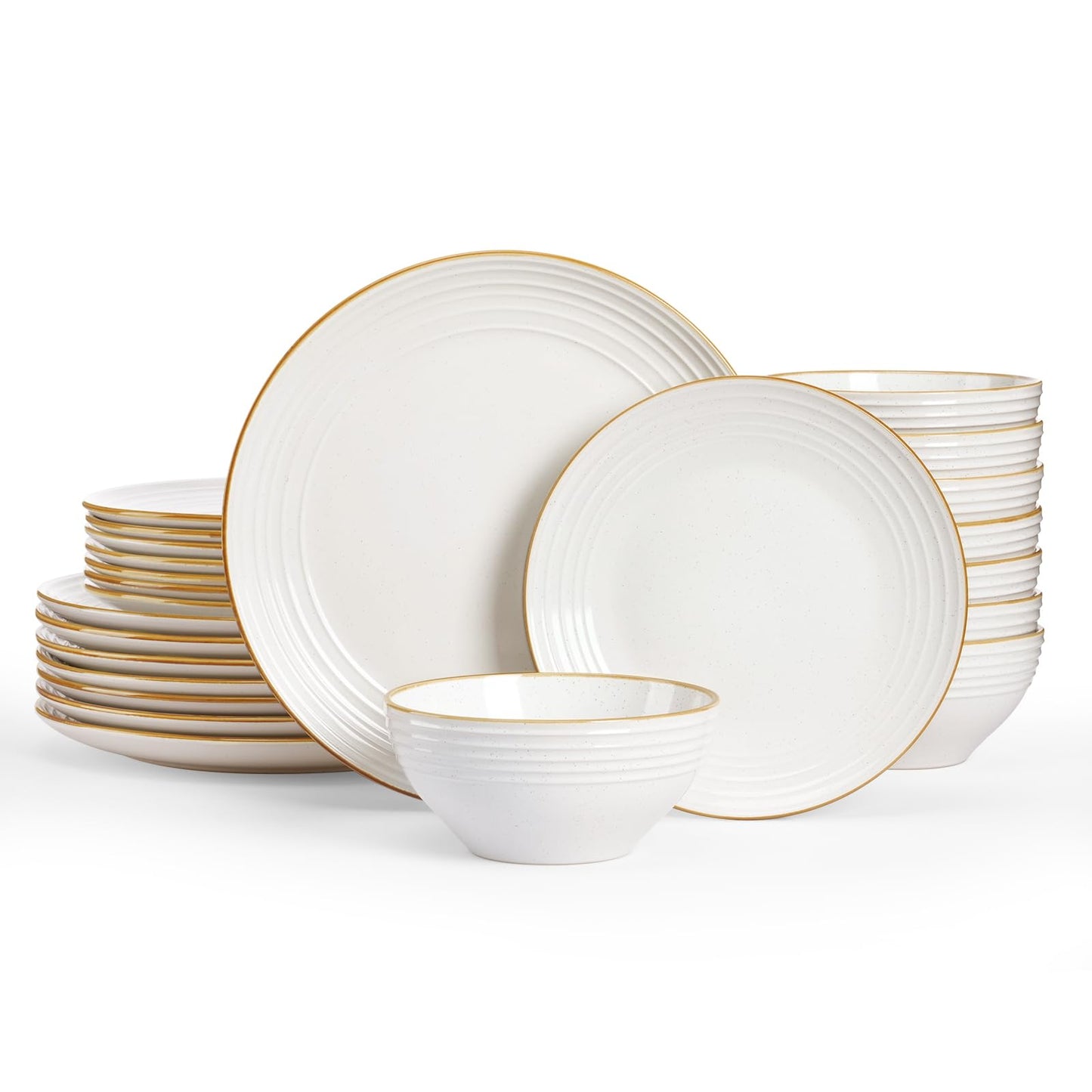 Famiware Jupiter Dinnerware Set, Plates and Bowls Dish Sets for 4 (12 Pieces), Microwave and Dishwasher Safe Stoneware Tableware, Chip and Scratch Resistant, Light Blue
