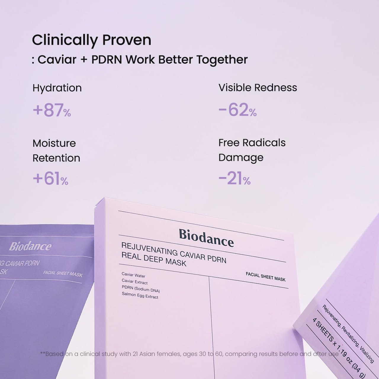 BIODANCE Bio-Collagen Real Deep Mask, Hydrating Overnight Hydrogel Mask, Pore Minimizing, Elasticity Improvement, 34g x4ea