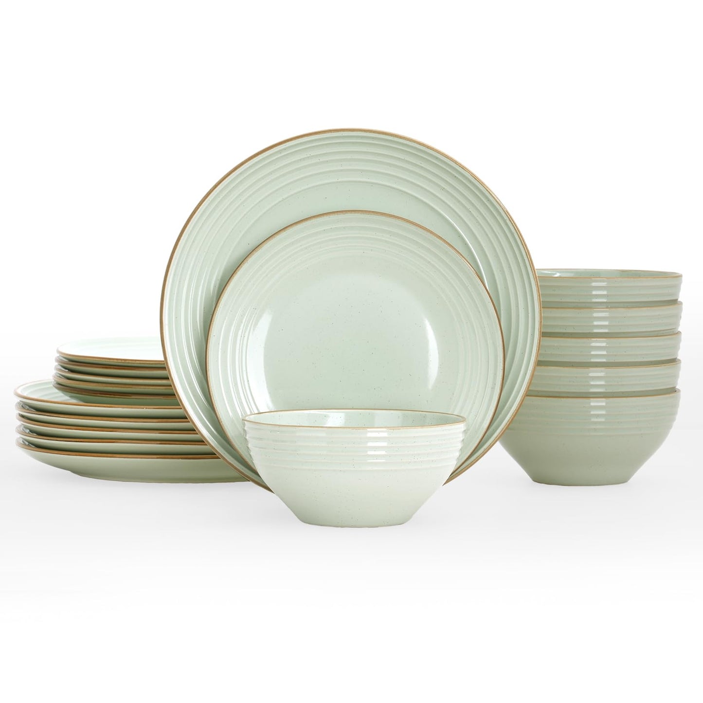 Famiware Jupiter Dinnerware Set, Plates and Bowls Dish Sets for 4 (12 Pieces), Microwave and Dishwasher Safe Stoneware Tableware, Chip and Scratch Resistant, Light Blue