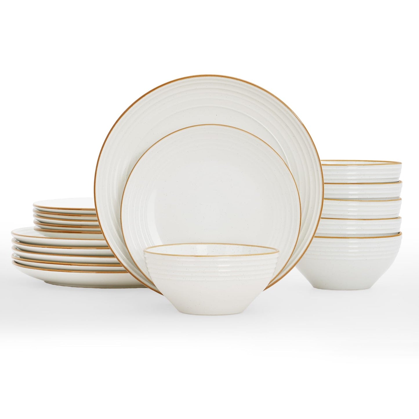 Famiware Jupiter Dinnerware Set, Plates and Bowls Dish Sets for 4 (12 Pieces), Microwave and Dishwasher Safe Stoneware Tableware, Chip and Scratch Resistant, Light Blue