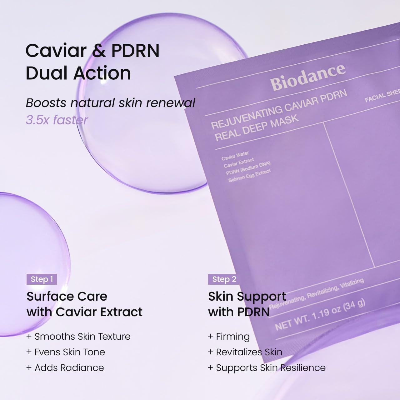 BIODANCE Bio-Collagen Real Deep Mask, Hydrating Overnight Hydrogel Mask, Pore Minimizing, Elasticity Improvement, 34g x4ea