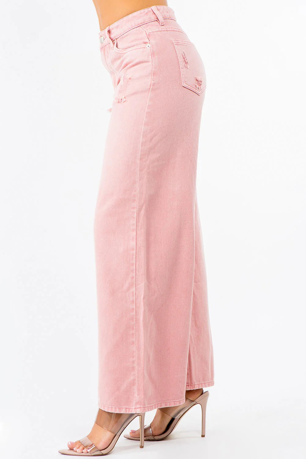 Get ready to slay in these American Bazi High Waist Distressed Wide Leg Jeans! 🖤👖 #FashionGoals #DenimDreams