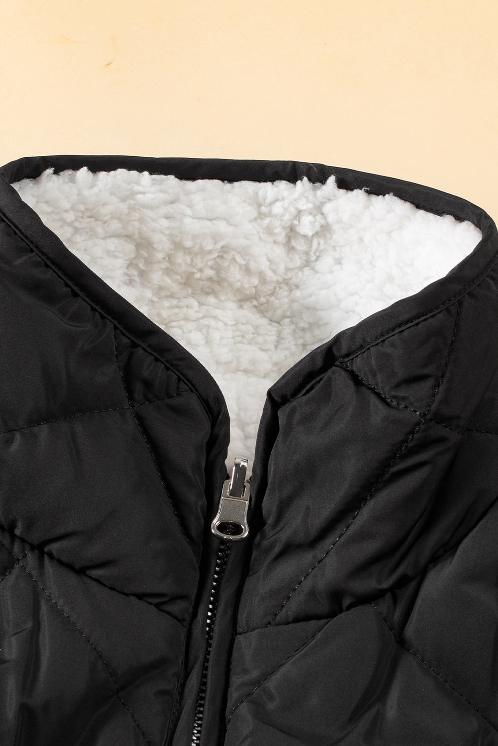 Pink Zip Up Fleece Lined Quilted Vest Coat Warm For Women