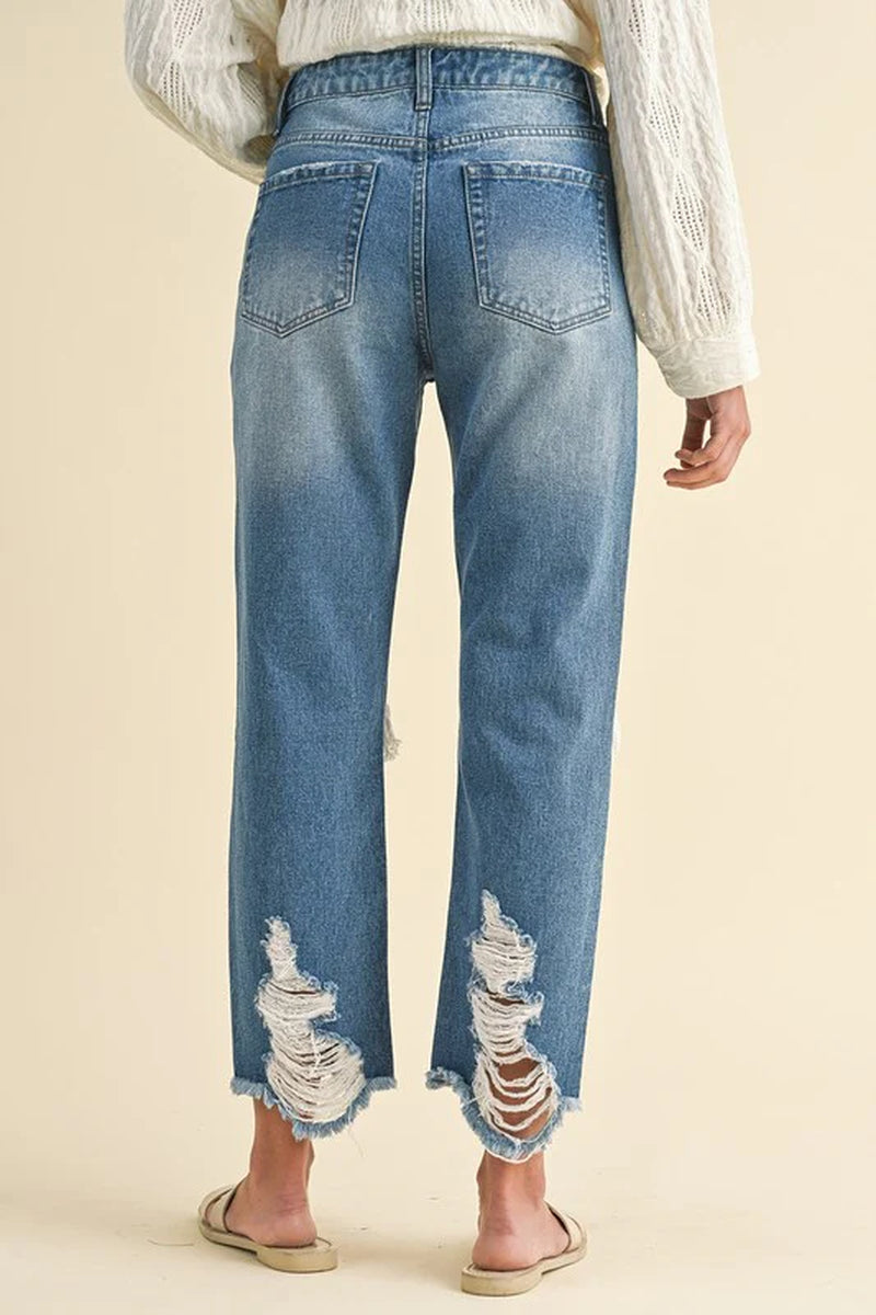 Get the Perfect Edgy Look with Annie Wear's Distressed Raw Hem Cropped Jeans! 💥👖 #FashionGoals #DenimLove