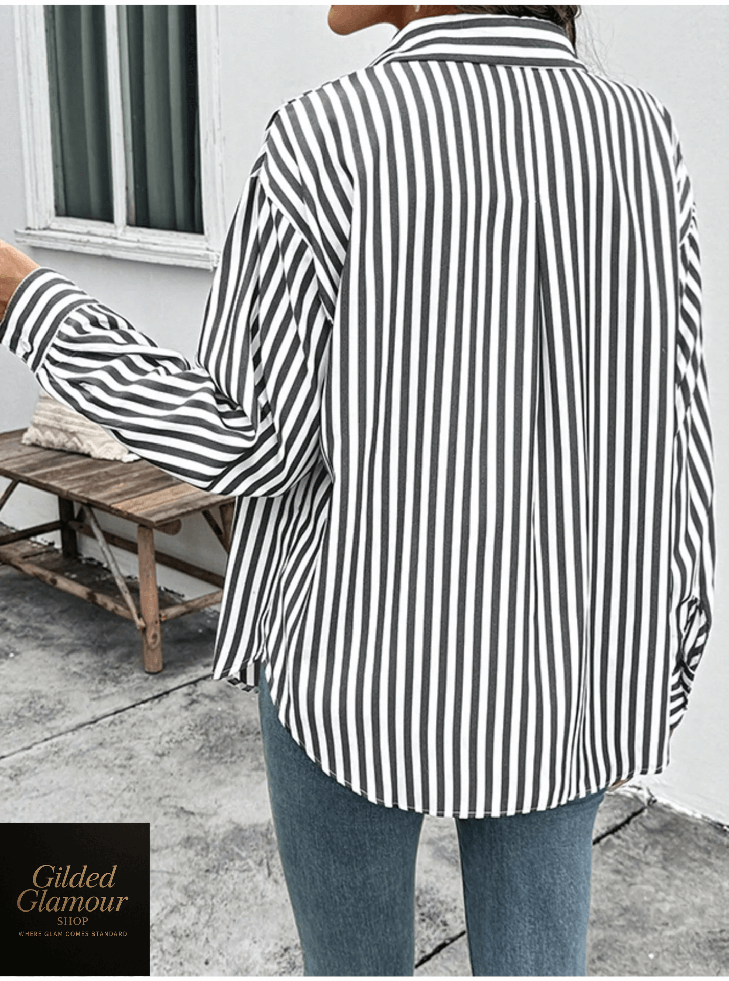 Camisa de botones extragrande a rayas