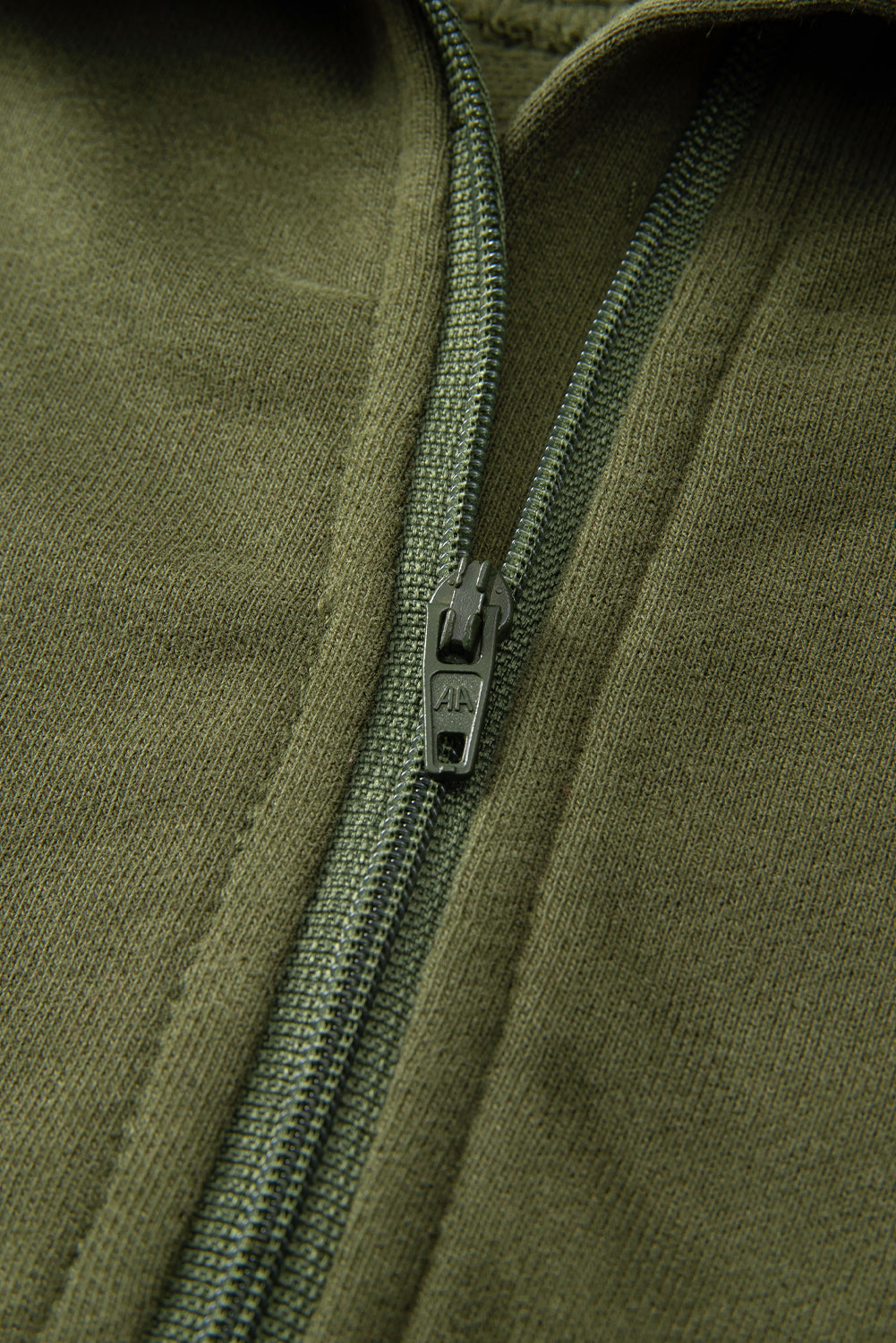 Green Zip Stand Collar Ribbed Thumbhole Sleeve Sweatshirt