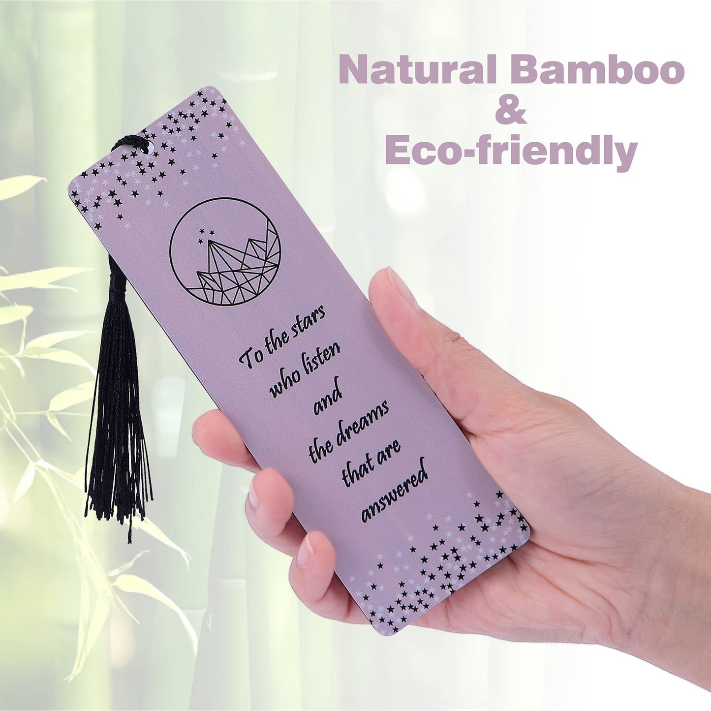 Inspired Bamboo Bookmarks for Women with Silk Tassel - 3-Piece Beautiful Pattern and Quote Book Marks - Perfect Book Markers Merchandise for ACO Fans Tar - Unique Gifts for Book Lovers
