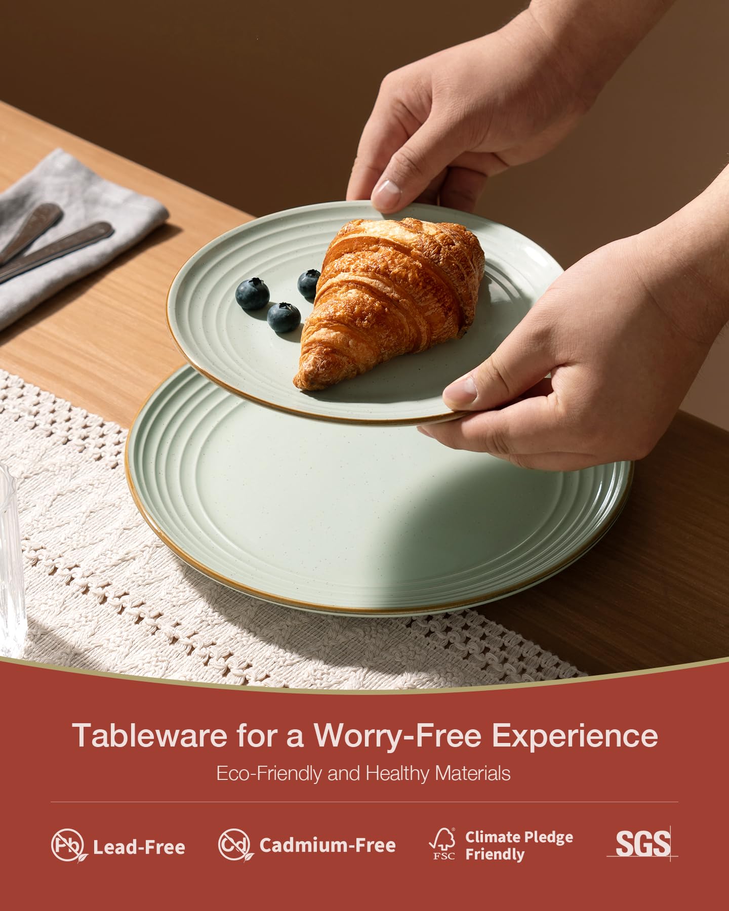 Famiware Jupiter Dinnerware Set, Plates and Bowls Dish Sets for 4 (12 Pieces), Microwave and Dishwasher Safe Stoneware Tableware, Chip and Scratch Resistant, Light Blue