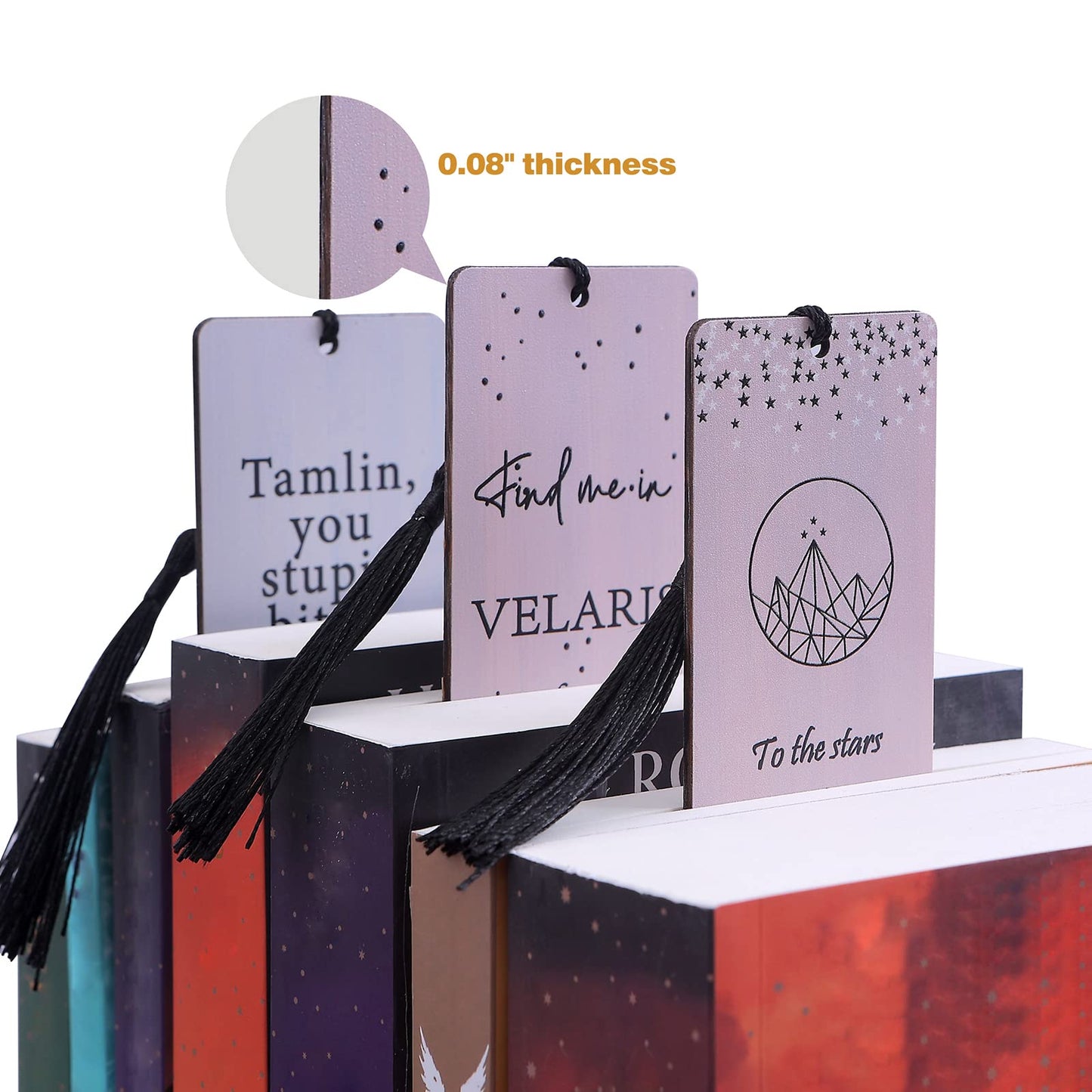 Inspired Bamboo Bookmarks for Women with Silk Tassel - 3-Piece Beautiful Pattern and Quote Book Marks - Perfect Book Markers Merchandise for ACO Fans Tar - Unique Gifts for Book Lovers