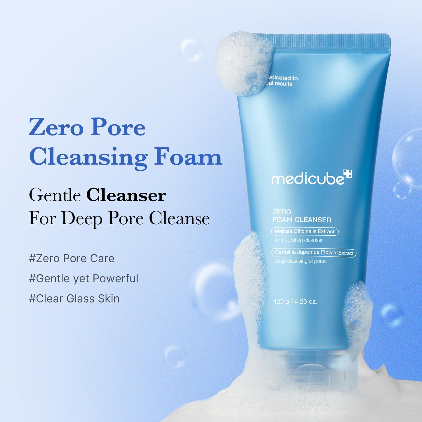 medicube Zero Pore Clear Blue Capsule Facial Deep Cleanser for Skin Texture, Blackhead & Pore Care | AHA, BHA & PHA for Double Cleansing, Daily Gentle Face Wash, Korean Skincare | 120g / 4.23 oz