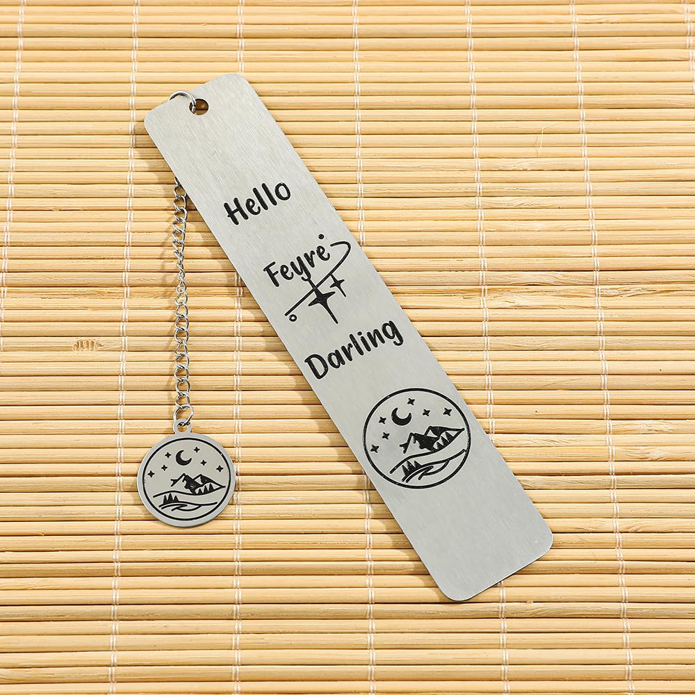 Stainless Steel Acotar Bookmark with Tassel, Acotar Inspirational Creative Moon Mountains Text Book Marks for Reading Women Men Collection, Books Accessories (Silver 1 Side Style 1)