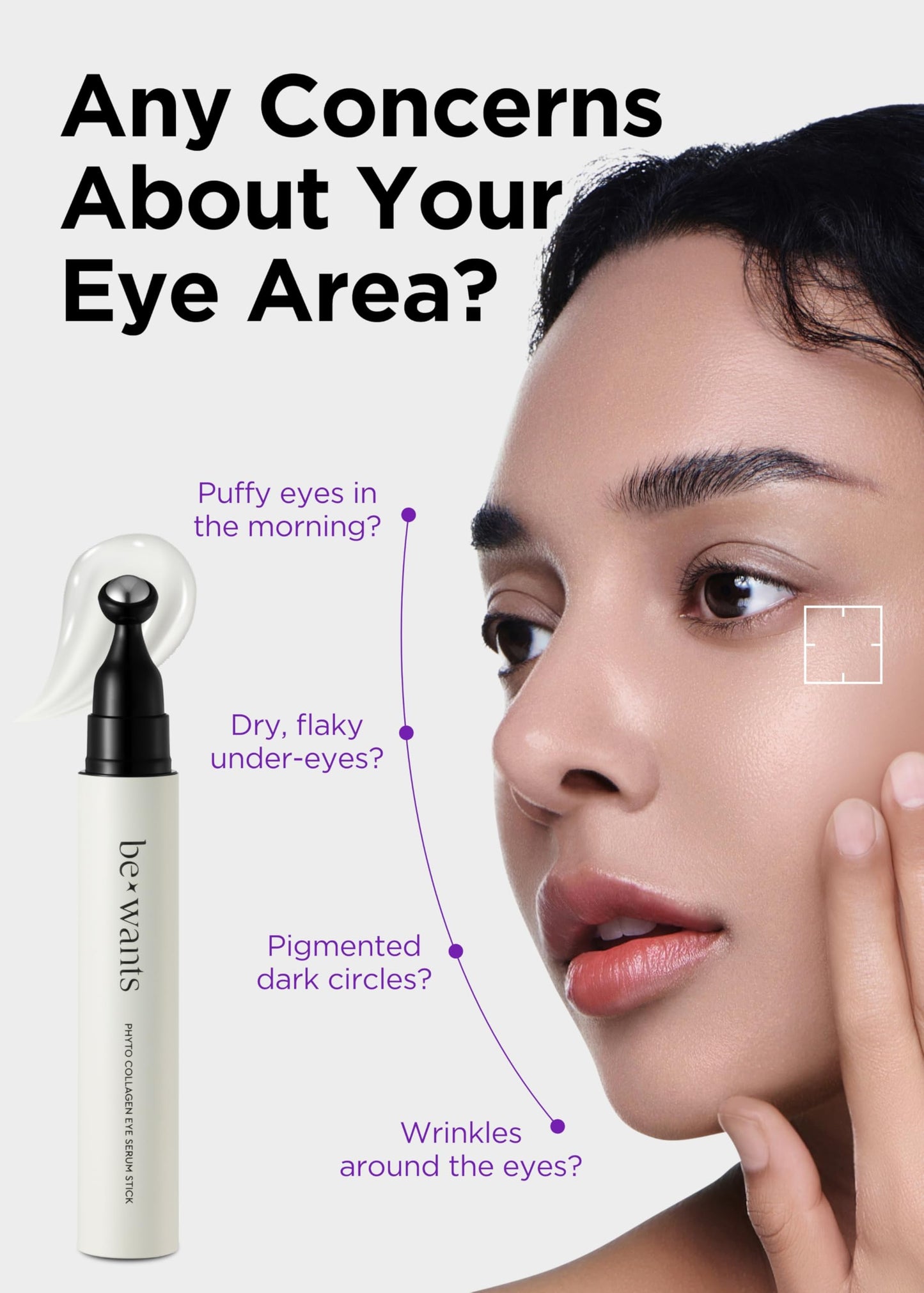 Bewants Instant Eye Bag Remover for Puffiness, serum roller for dark circles and puffiness, under eye treatment with bamboo water, Vegan Collagen (1 Pack)