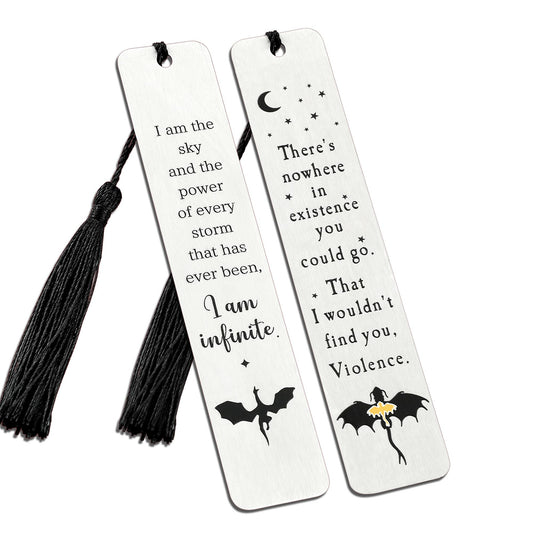 Fourth Wing Stainless Steel Bookmarks, Flying Dragon Metal Bookmark with Tassel, Book Mark for Reading Women Men Couple Book Accessories,Reading Supplies for Book Lover (Style 3)