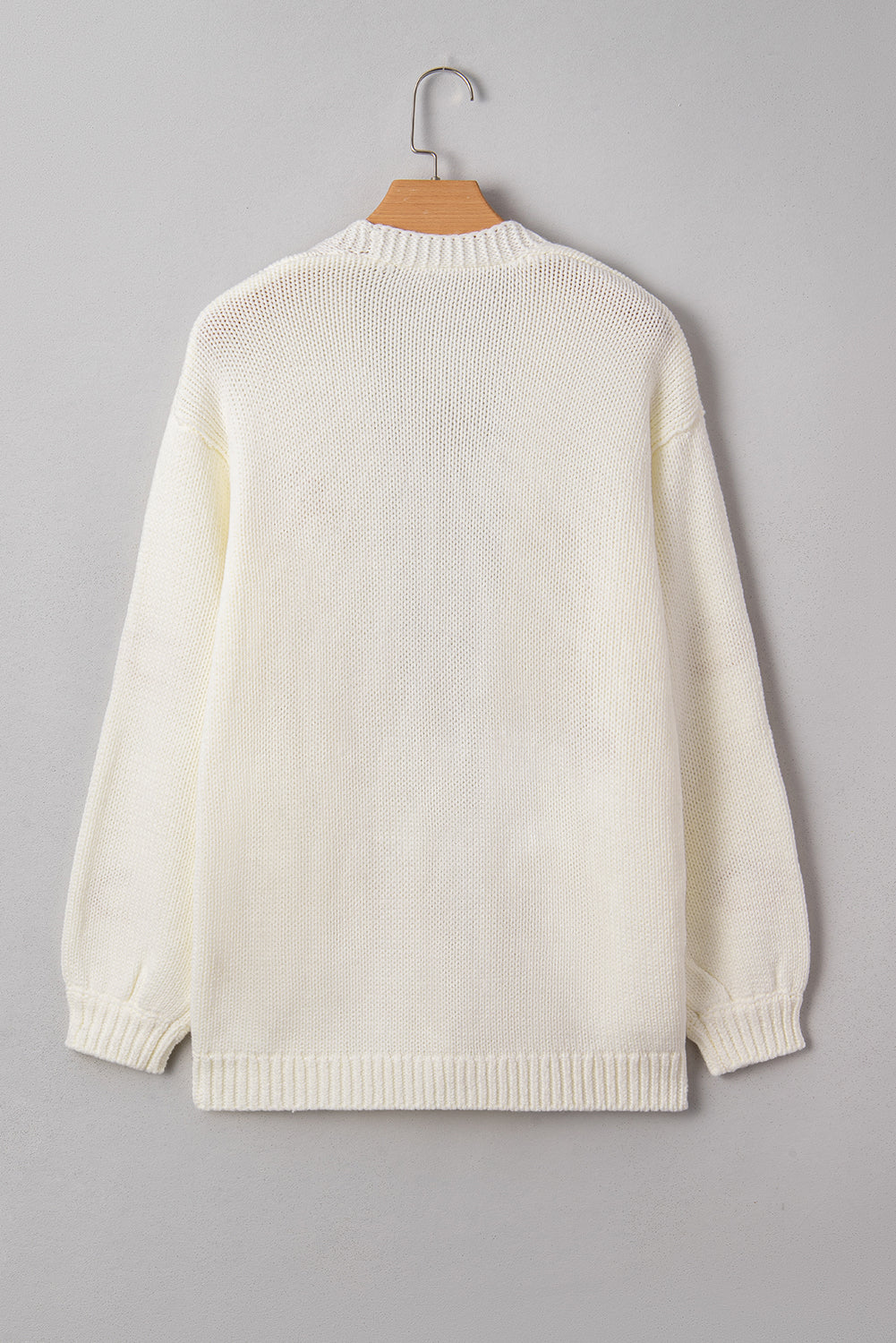 White Pumpkin Print Open Front Drop Shoulder Knit Cardigan *NEW* Shipping earliest date is 9/10