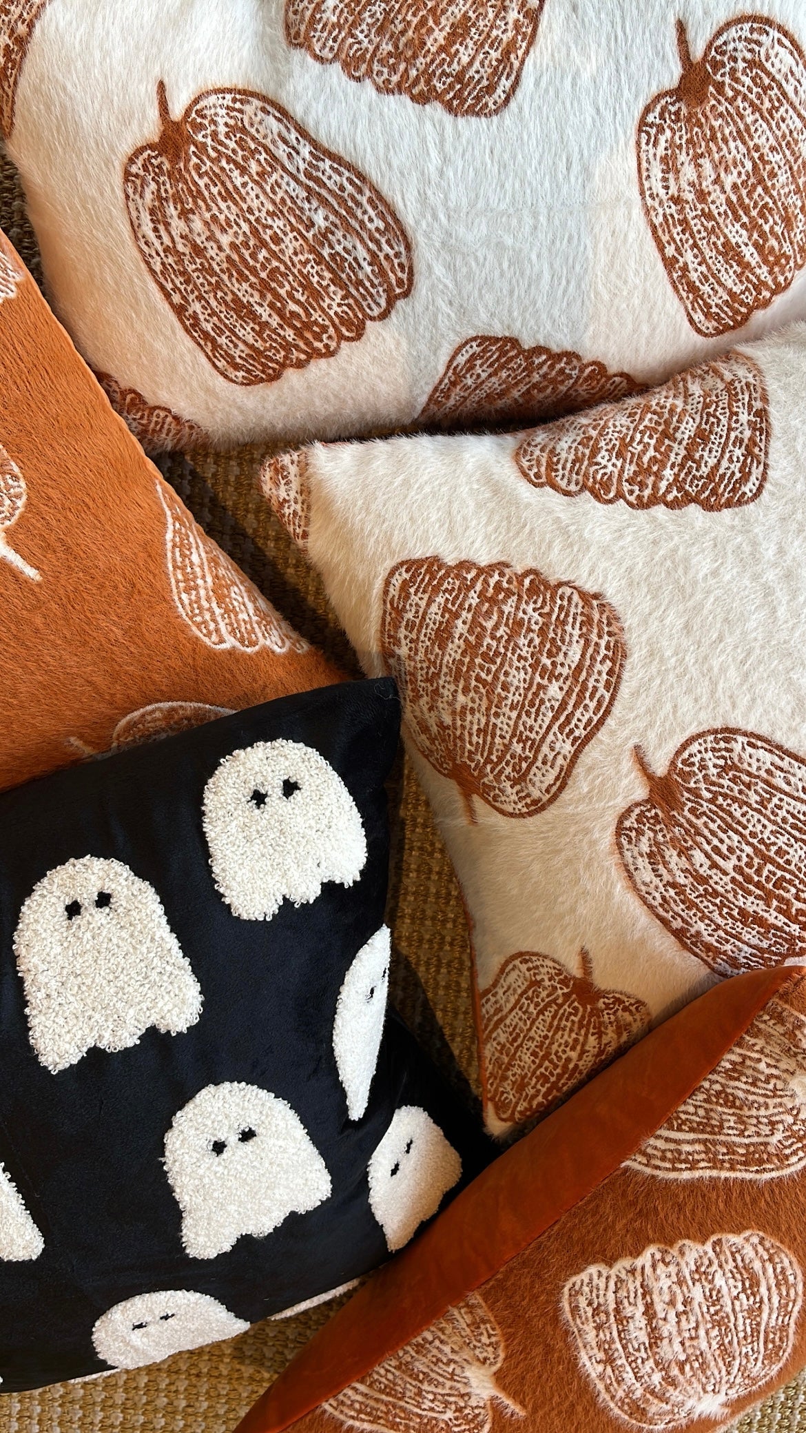 White Pumpkin Lumbar Pillow Cover With Chenille Texture