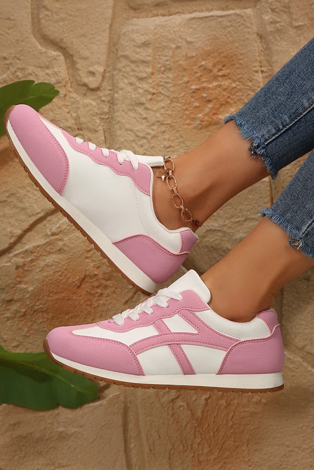 Oatmeal PU Leather Lace Up Round Toe Sneakers Comfort Fit- Preorder now.