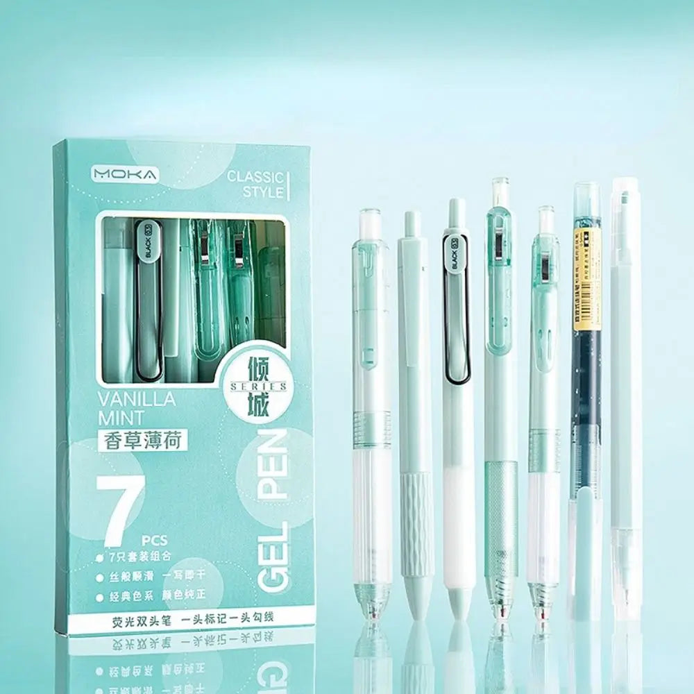 7Pcs/Set Kawaii Pens Quick-Drying Ink Pen School Supplies Ballpoint Pen Back to School Stationery