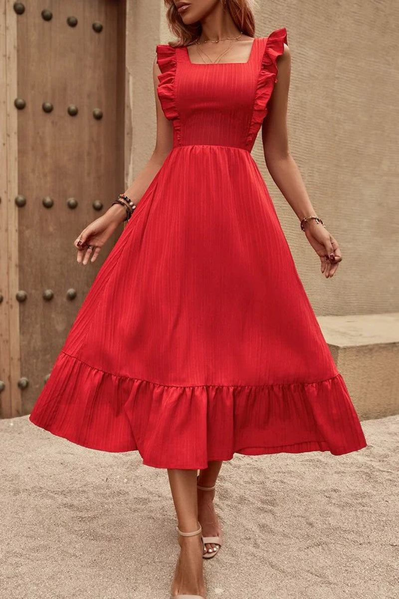 Flirty & Fun: Sleeveless Ruffle Cross-Back Dress Perfect for Any Occasion! 🌟💖