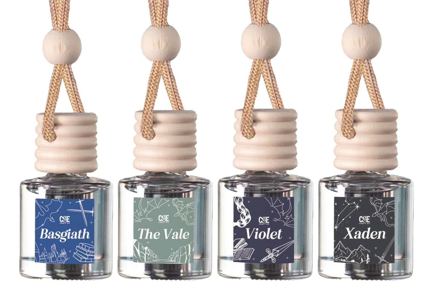 CANDECraftCo 4 Pack Bookish Scents Car Air Freshener for Essential Oils, Aromatherapy Automobile Diffuser, Gift for Her, Library, Book Lover Gift, Reading Bibliophile (ACOTAR)