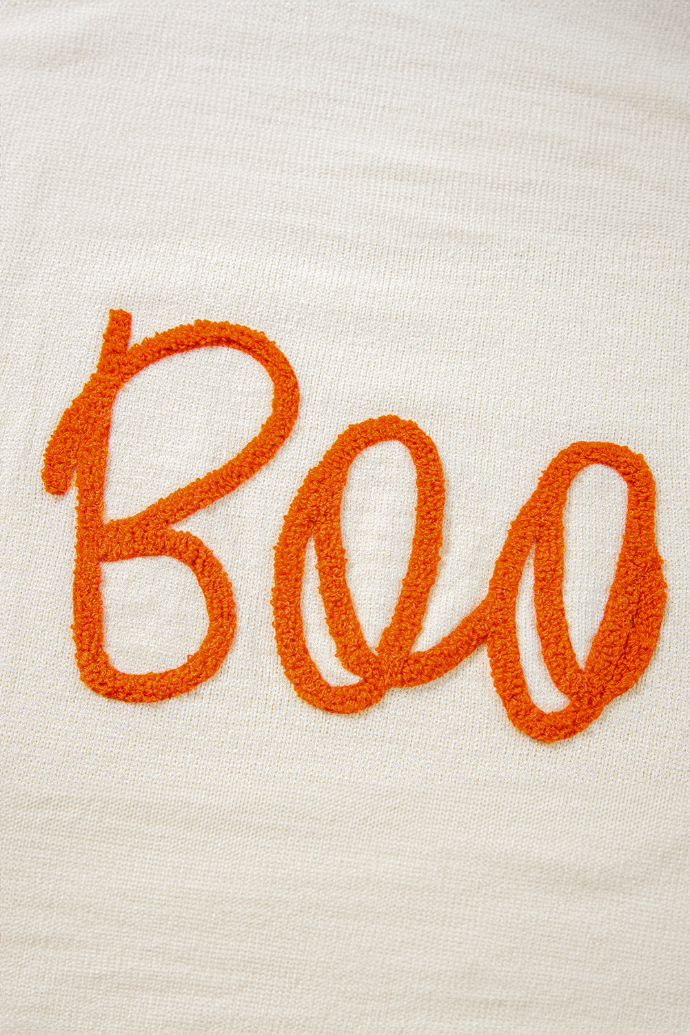 Orange Halloween Boo Drop Shoulder Knit Sweater Cozy Warm
