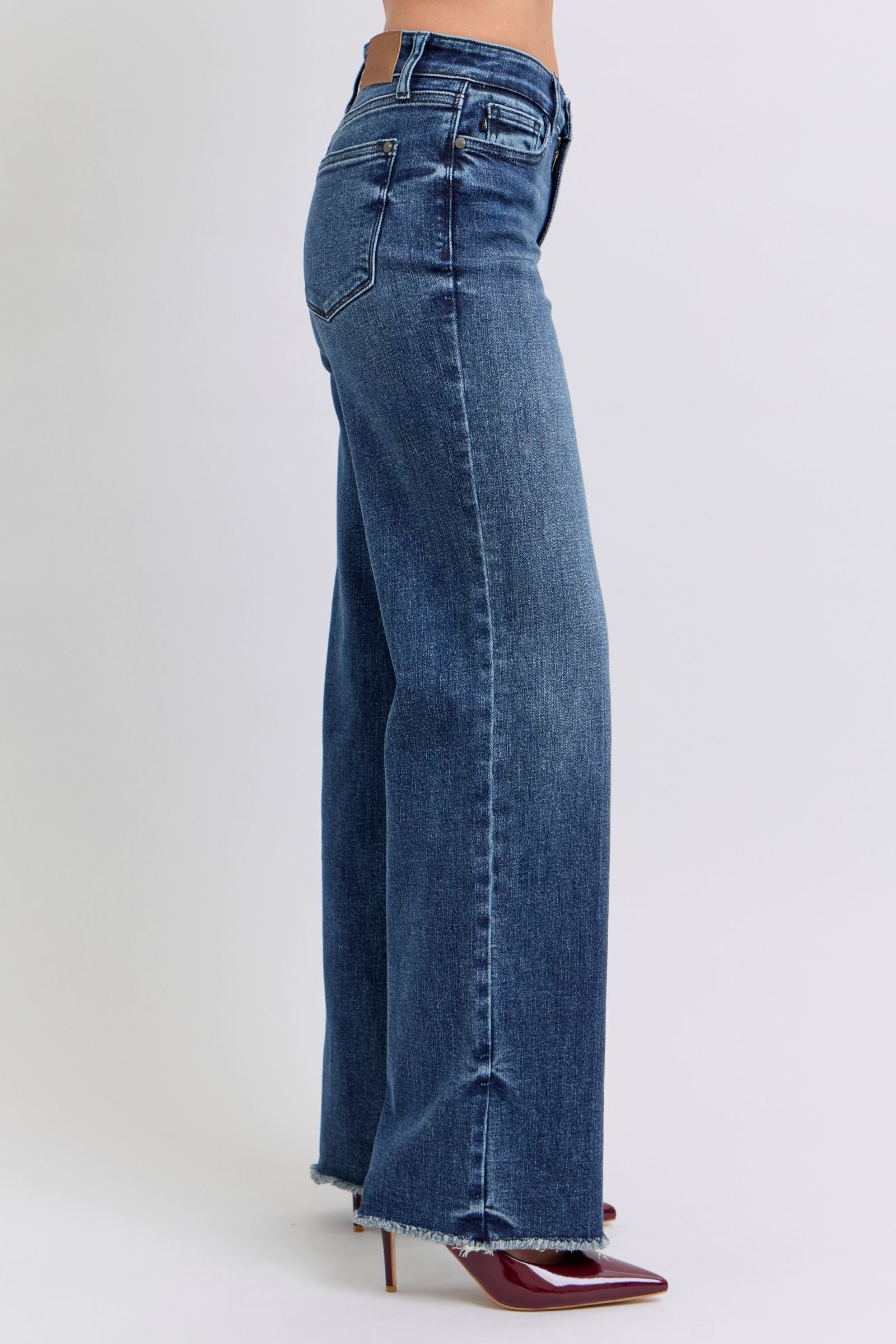 Rock your style with Judy Blue's Full Size Raw Hem Mid Rise Jeans! 🛍️✨ #FashionGoals #DenimLove