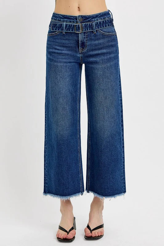 Elevate Your Style with RISEN's Raw Hem Wide Leg Buckle Jeans! 🌟👖 #FashionGoals #DenimLove