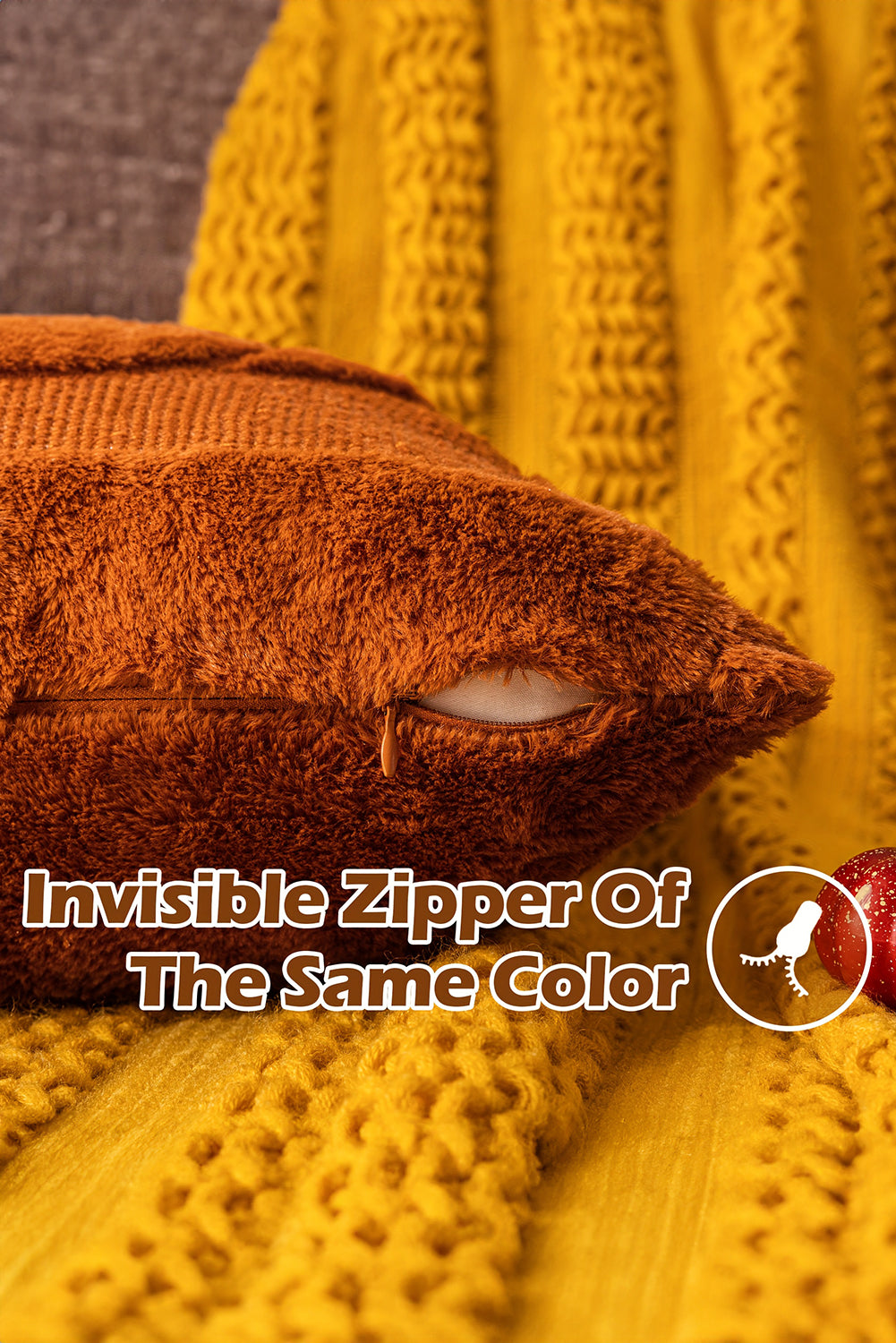 Orange Plush Textured Pumpkin Pillowcase Made From Terylene
