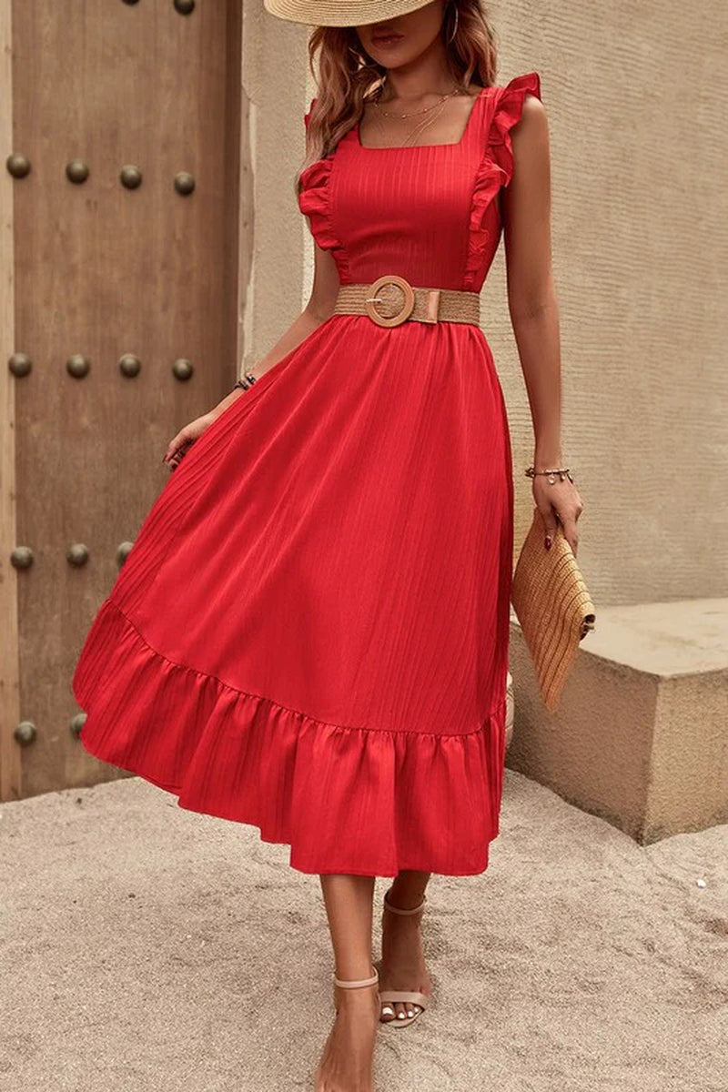 Flirty & Fun: Sleeveless Ruffle Cross-Back Dress Perfect for Any Occasion! 🌟💖