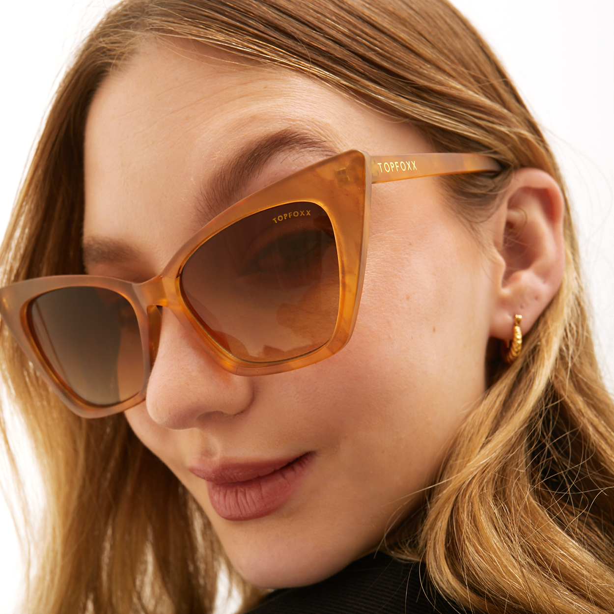 Nature Amber Fossils Cat Eye Sunglasses Gradient Lenses