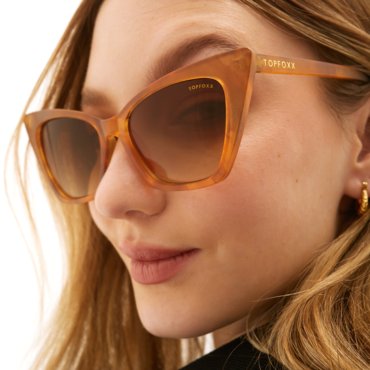 Nature Amber Fossils Cat Eye Sunglasses Gradient Lenses