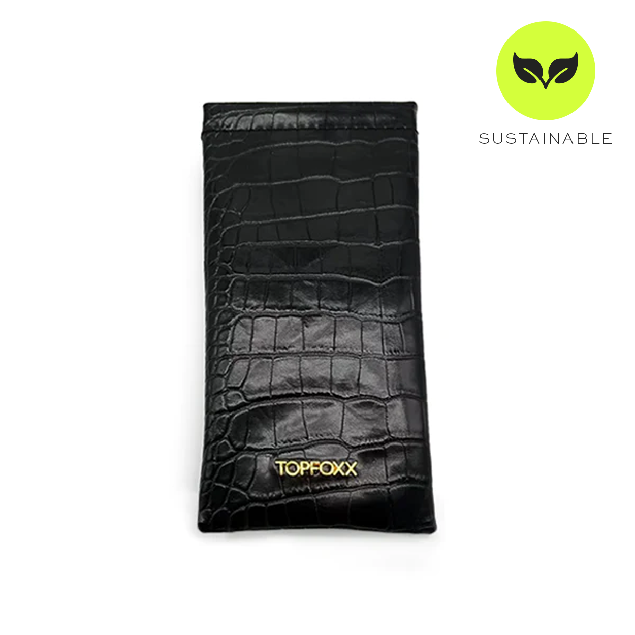 TopFoxx Black Faux Croco Soft Pouch Mini Wallet Organizer
