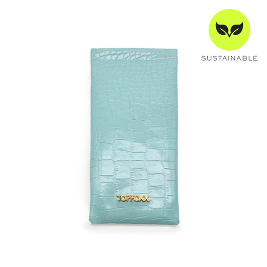 Turquoise Faux Croco Pouch Soft Travel Wallet Organizer