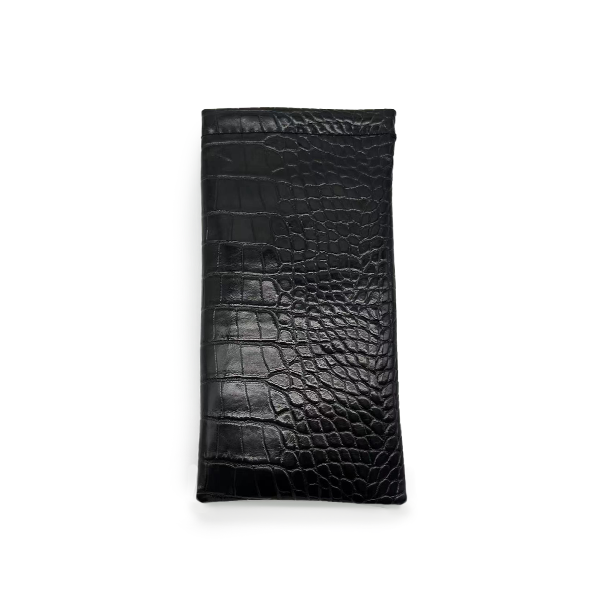 TopFoxx Black Faux Croco Soft Pouch Mini Wallet Organizer