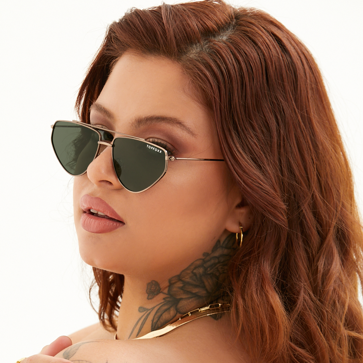 Hasta La Vista Dark Green Geometric Cat Eye Sunglasses